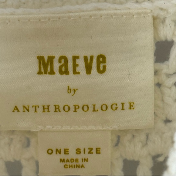 Maeve Anthropologie Crochet Knit Sweater Top Ivory Tie Sides One Size - Picture 3 of 13